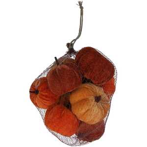 Bag of Multicoloured Velvet Pumpkin Halloween Decorations