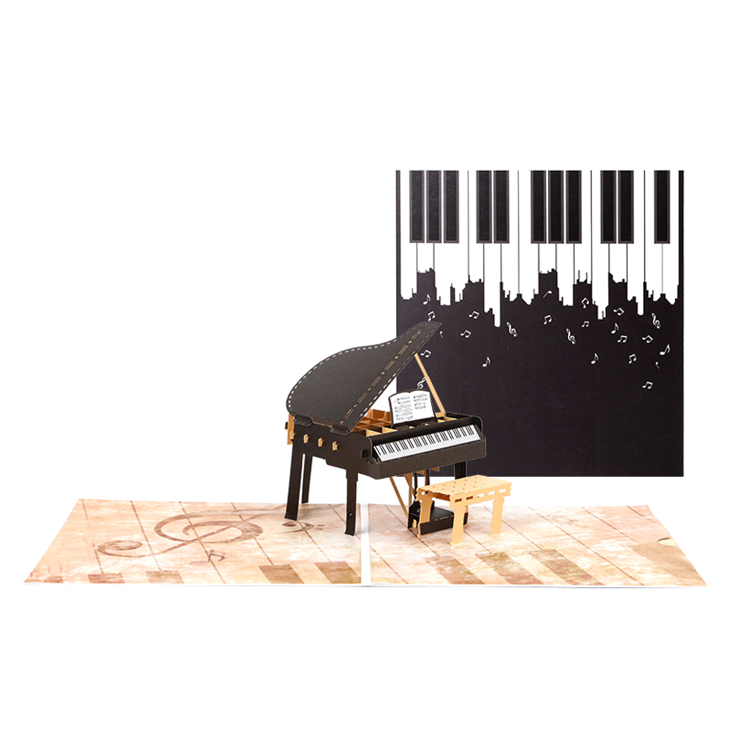 Brightfeel Musical Moments 3D Pop Up Piano Greeting Card - White