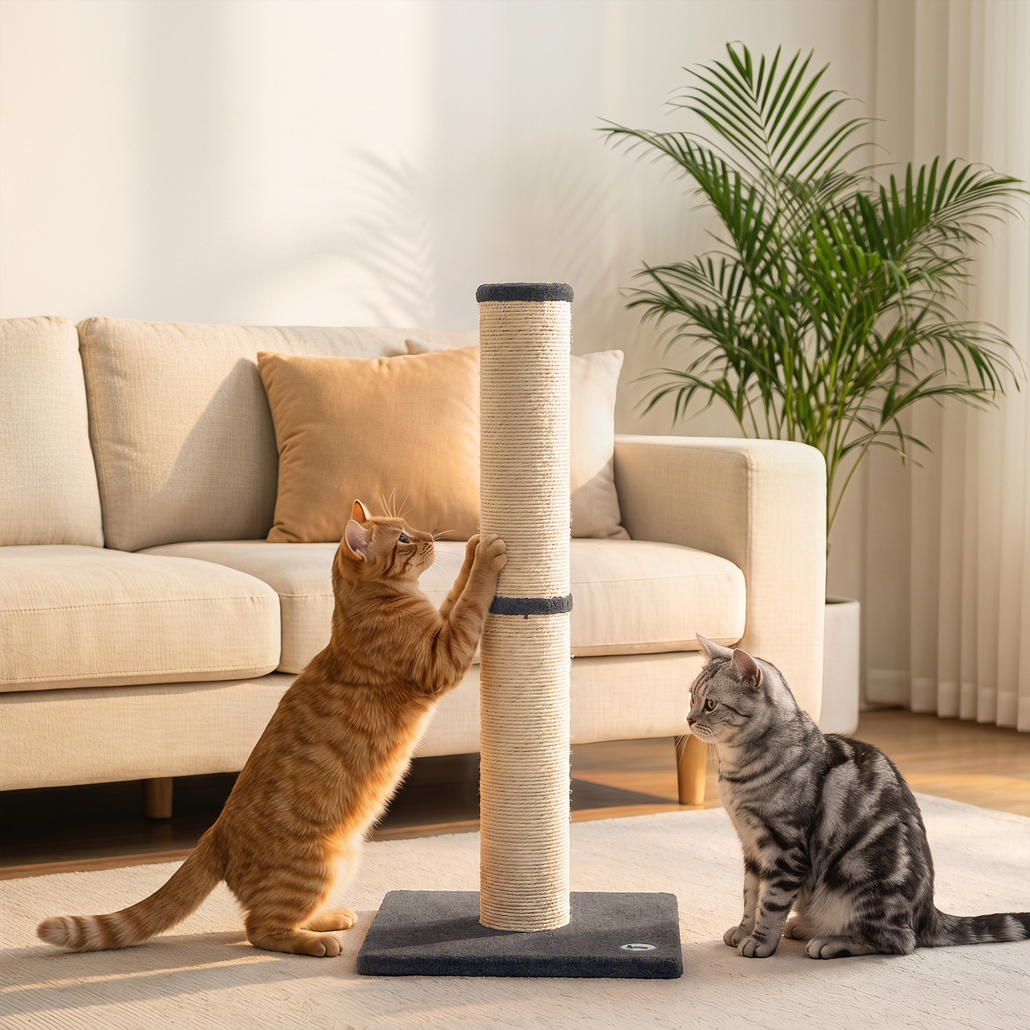 Pawhut Unisex Dark Grey Cat Scratching Post, Tall Cat Scratch Post For Indoor Kittens In 80Cm - Image 4