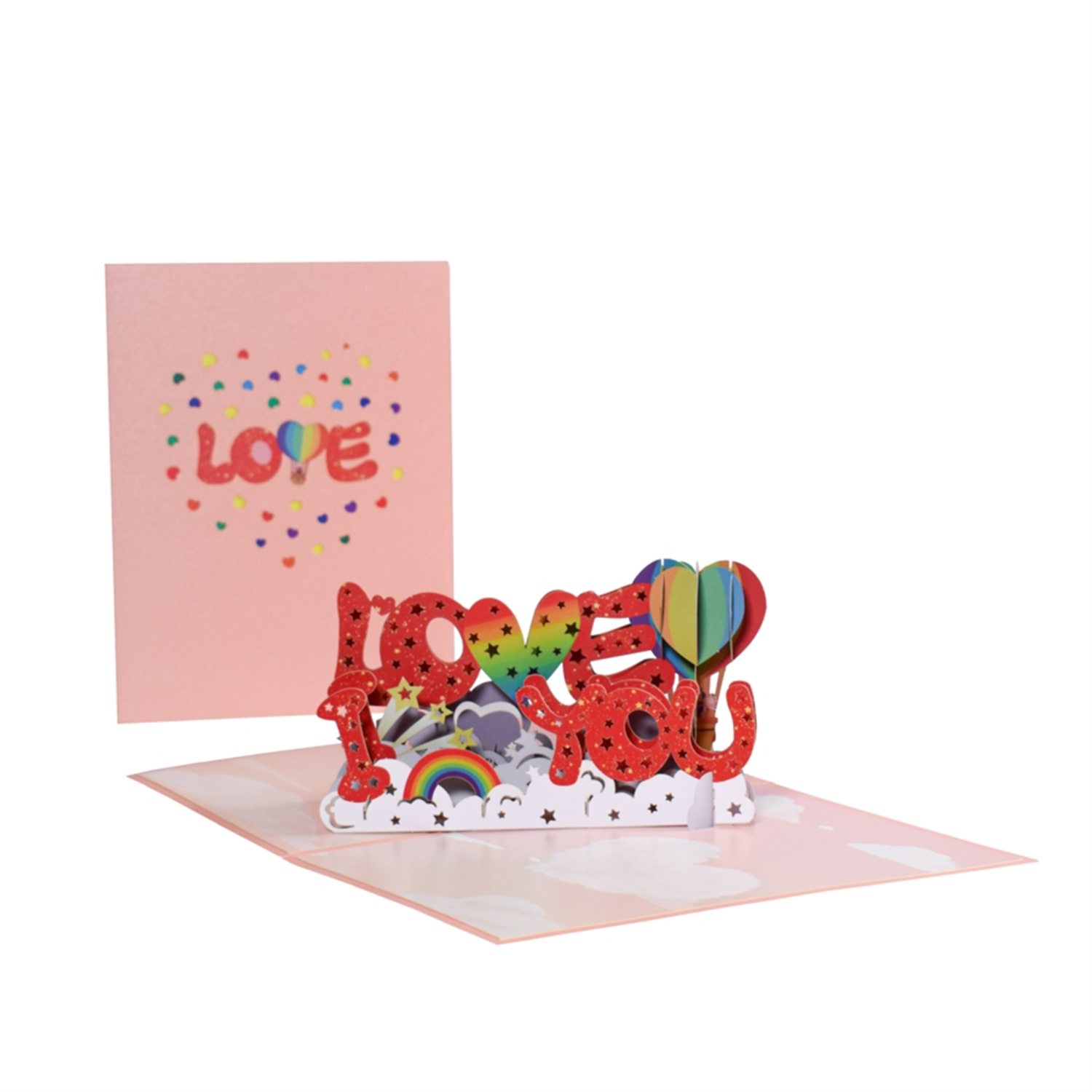 Brightfeel I Love You Rainbow And Balloon 3D Pop Up Greeting Card - White