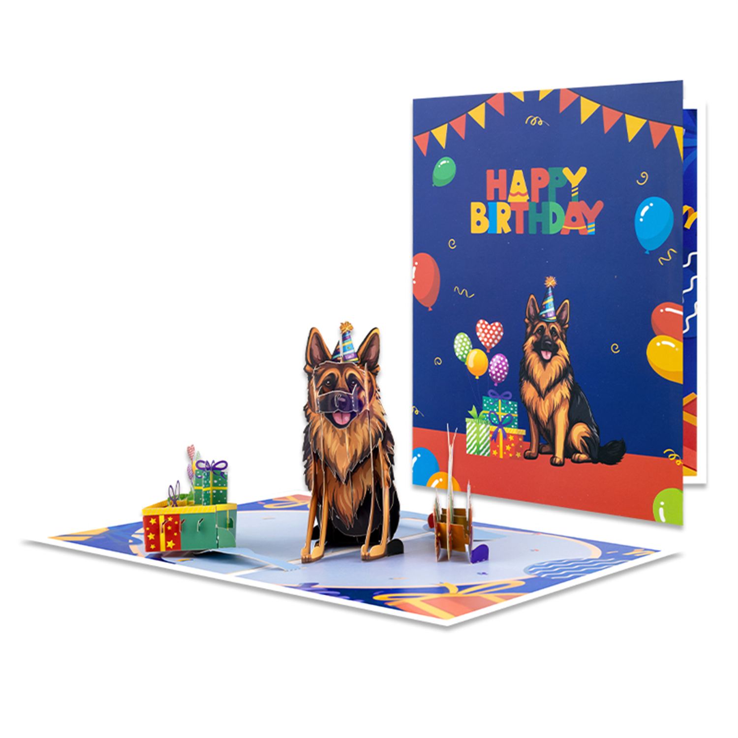 Paws & Presents 3D German Shepherd Pop Up Birthday Card - Image 2