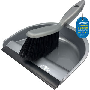 Household Dustpan and Soft Bristle Brush Set with Rubber Lip