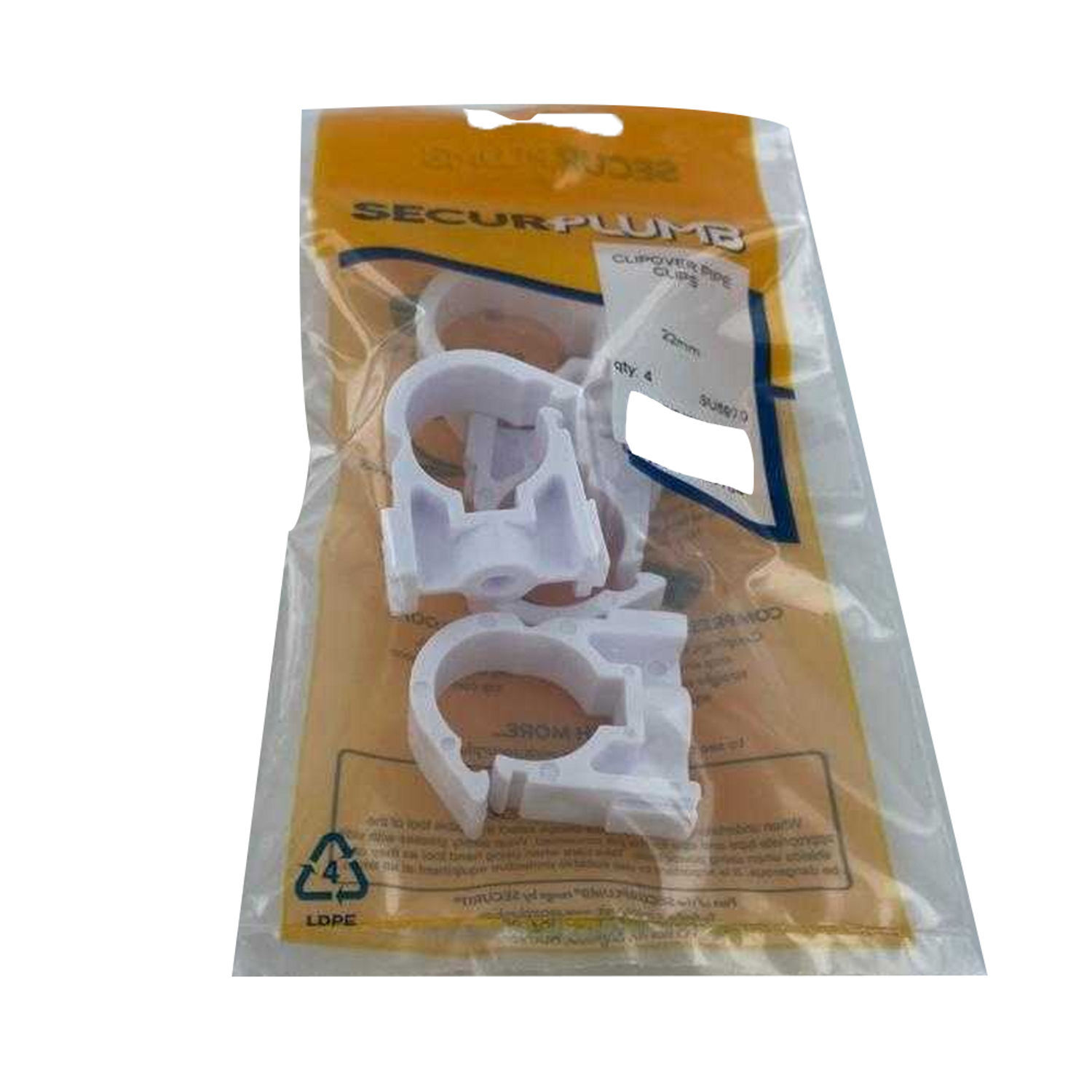 Securplumb Clipover Pipe Clips (Pack Of 4) - White