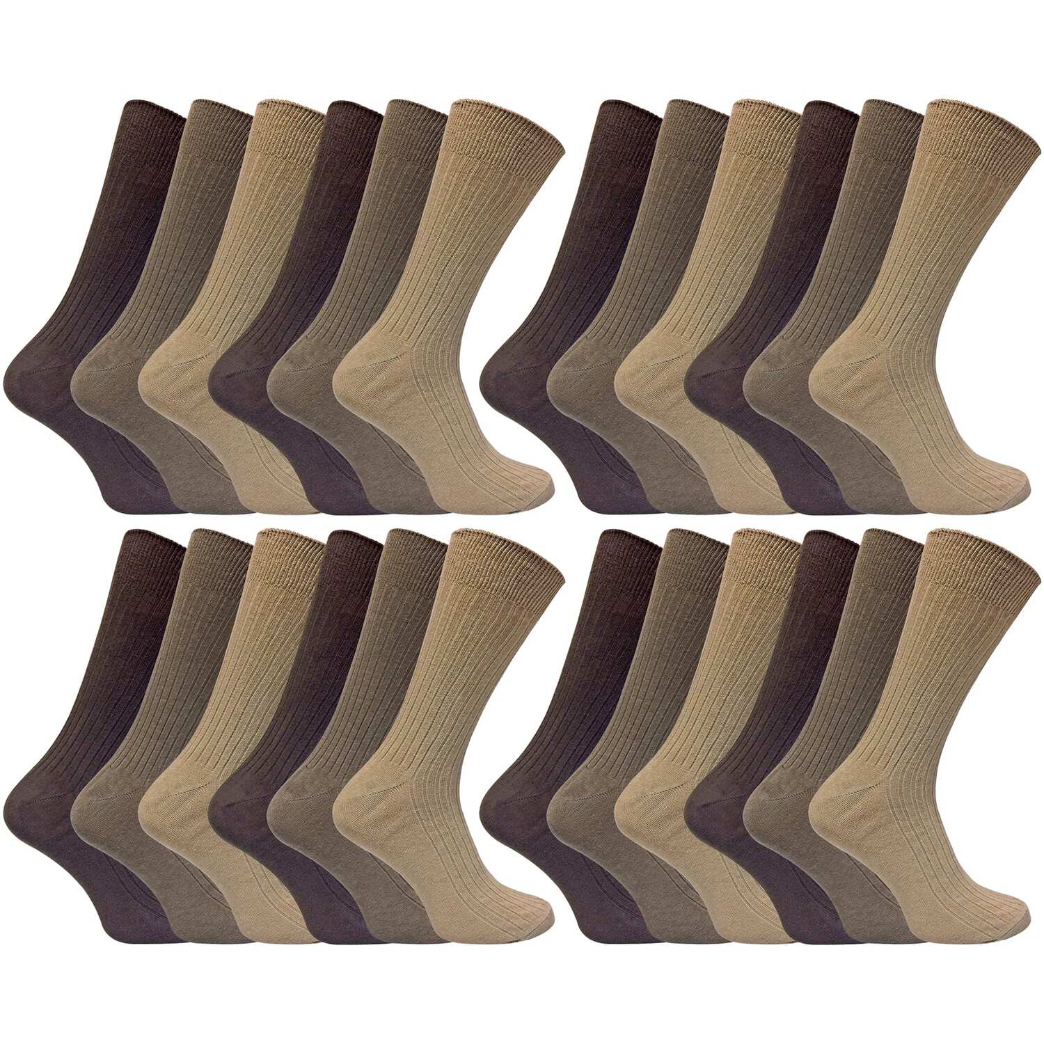 Sock Snob 24 Pairs Multipack Mens Comfy 100% Cotton Socks