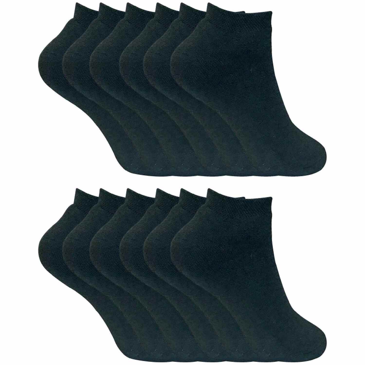 Sock Snob Women's Black 12 Pairs Cushioned Low Cut Ankle Thermal Trainer Socks In | Size: 4-8 - Image 4