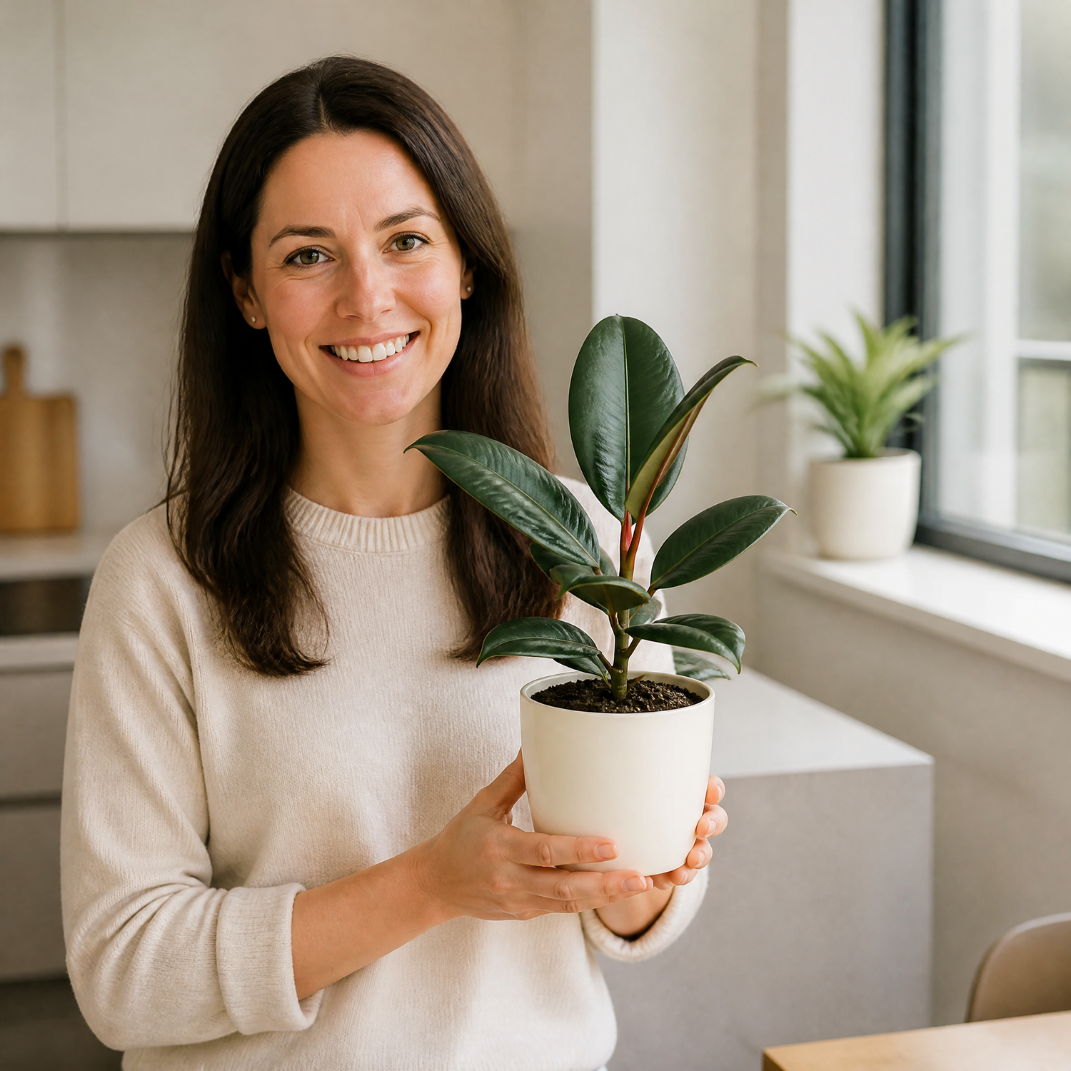 Plants By Post Ficus Robusta Rubber Plant C - Matt Cream