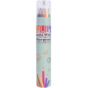 Pack of 12 Colouring Pencils Tube with Sharpener