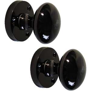 Door Knobs Round Victorian Mortice Knob Sprung Latch Pack - Black Nickel