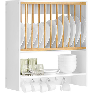 White SoBuy Wall Mounted Kitchen Plate Cup Rack shot 21561479