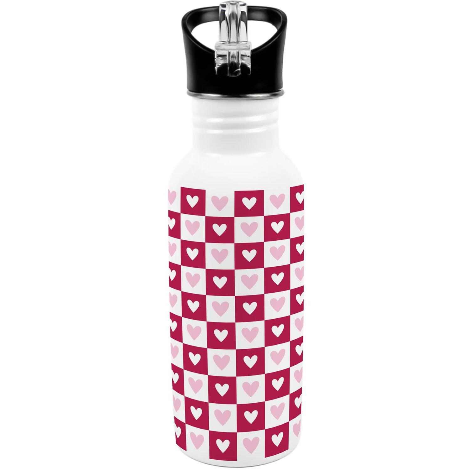 Purely Home Dark Pink Hearts Metal Canteen Water Bottle - Pink