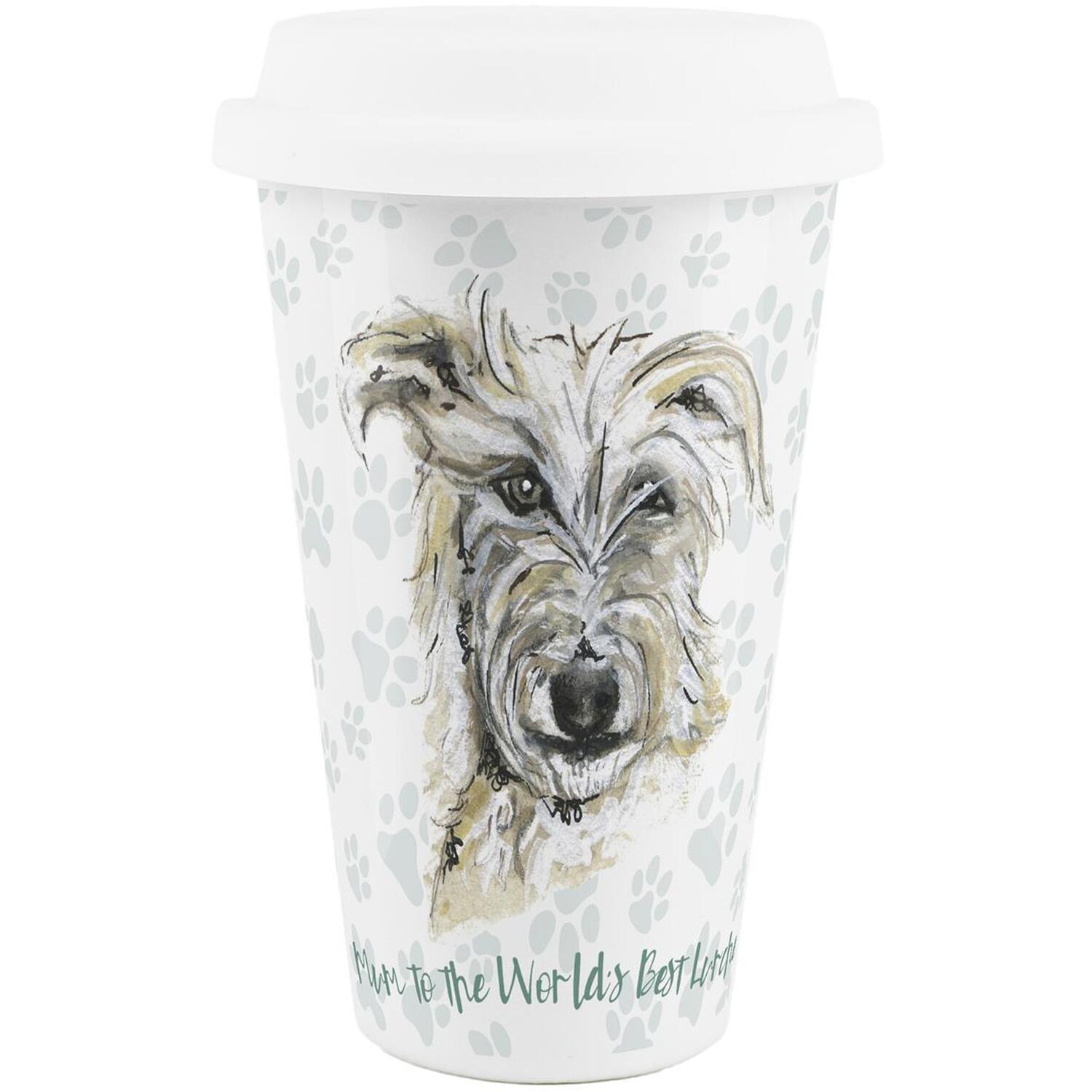 Purely Home Mum To The World's Best Lurcher Ceramic Travel Mug - White
