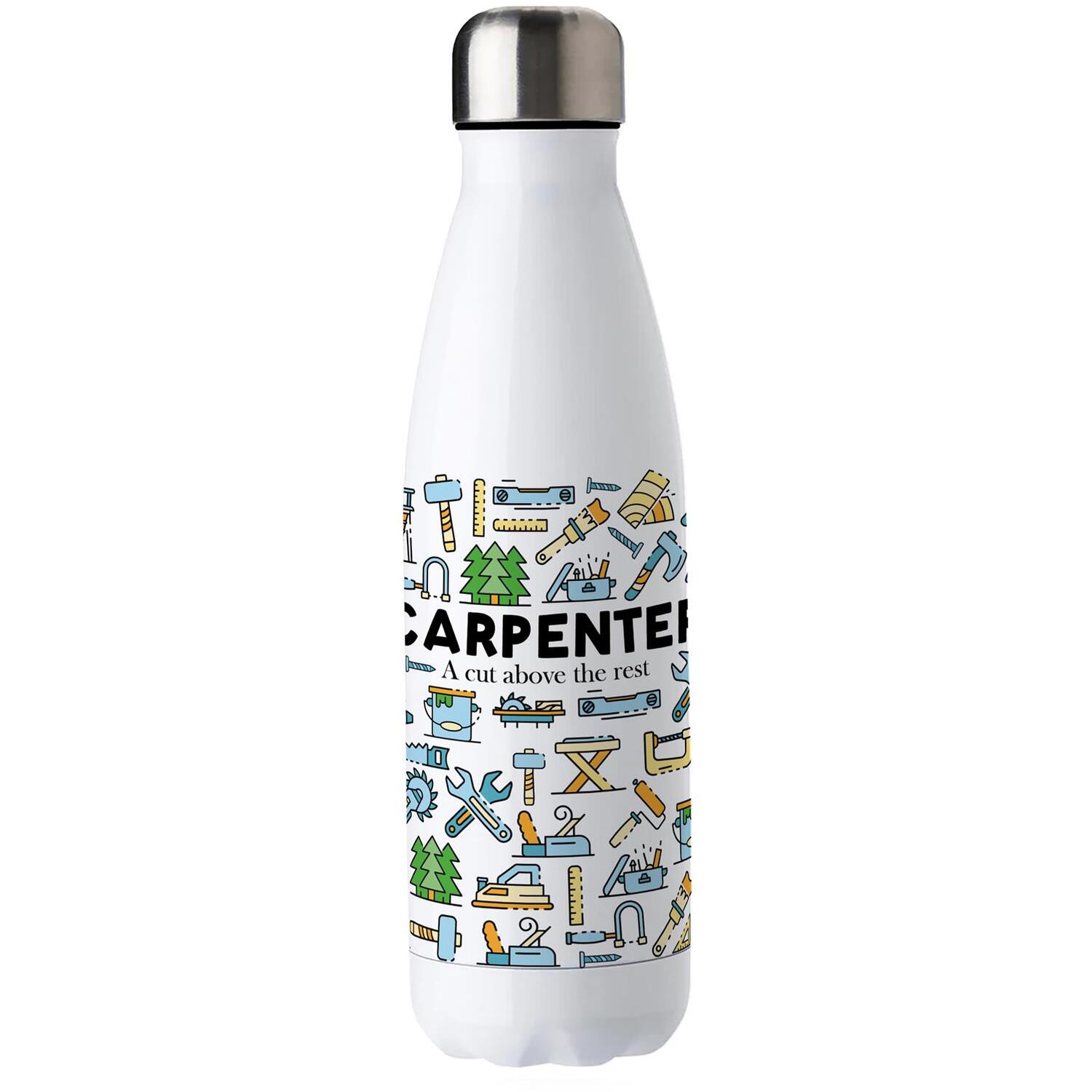 Novelty Carpenter Reusable Water Bottle - 500ml Stainless Steel Tradie Gift - Image 2