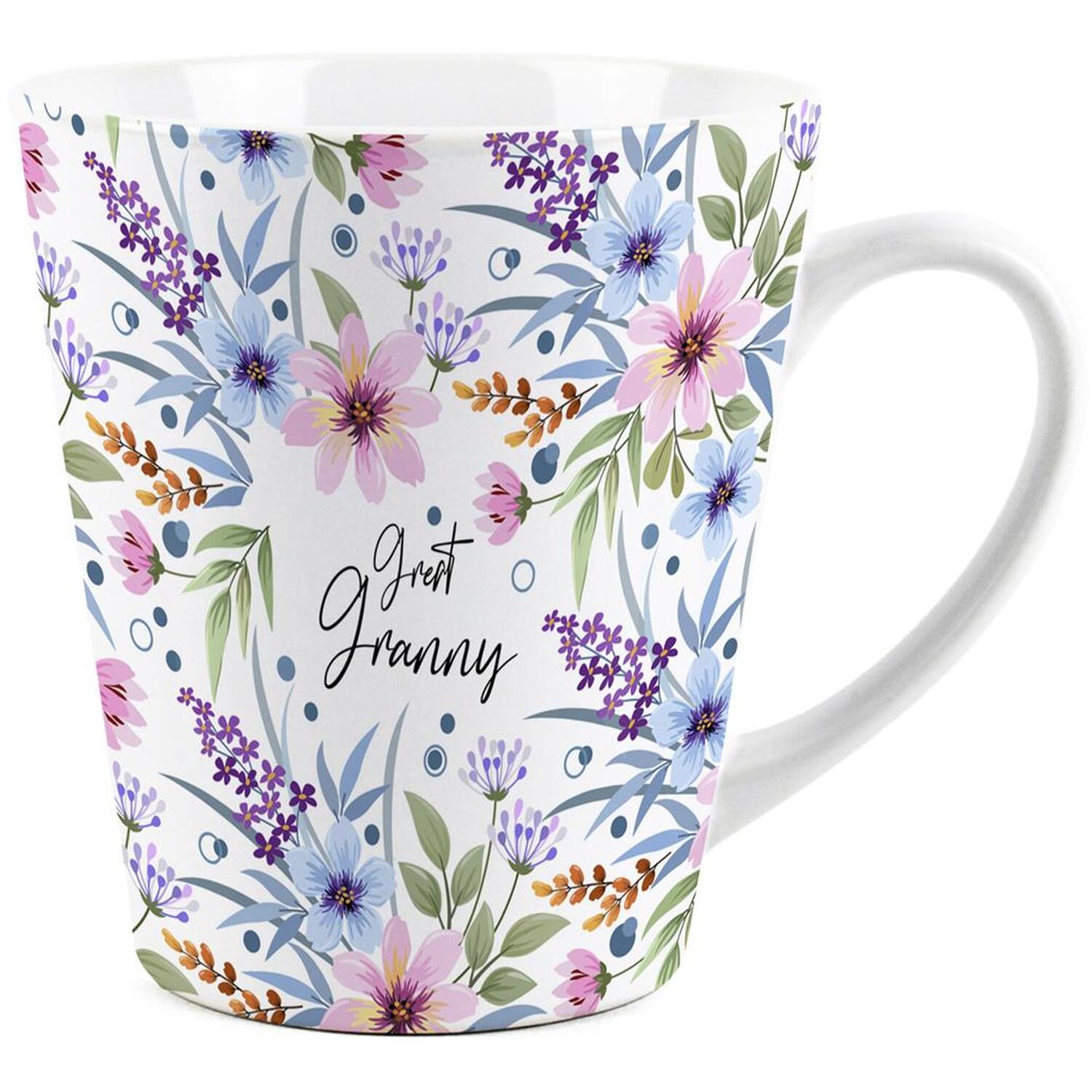B&Q - Great Granny Gift MugBlue And Purple Floral Design Small Latte MugCeramic Tea/coffee Cup Presents For Her - Image 2