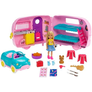 Barbie Club Chelsea Camper Playset with Doll, Puppy and Accessories, FXG90