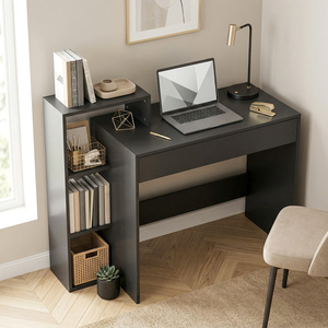 HOMCOM Computer Desk with 3 Open Shelves and Drawer A