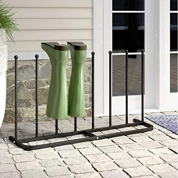 4 Pair Black Boot Shoe Welly Stand