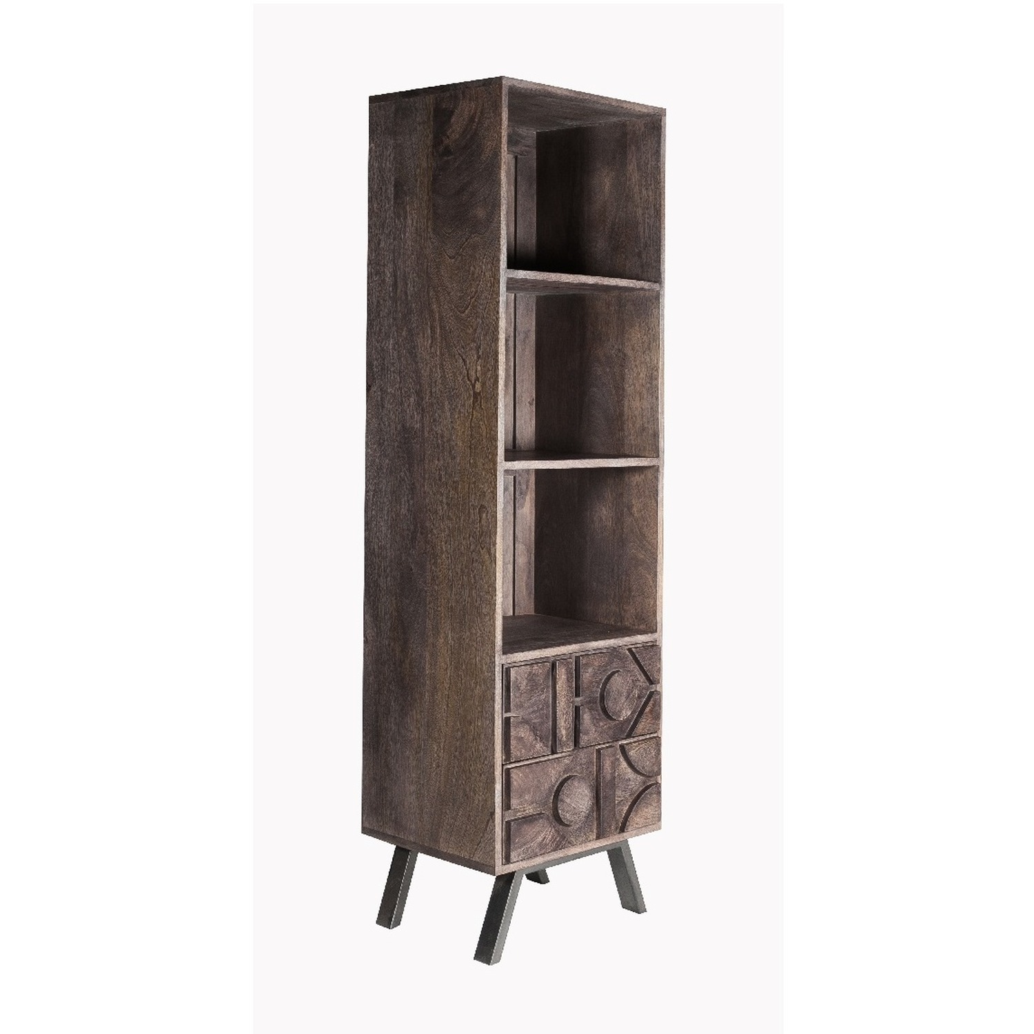 IH Design - Camberley Mango Solid Wood Tall Bookcase - Grey thumbnail