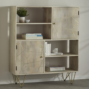 Display Unit with Shelves and Cupboards Dallas Light Mango