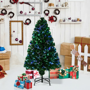 HOMCOM 4FT Pre-lit Fiber Optic Christmas Tree