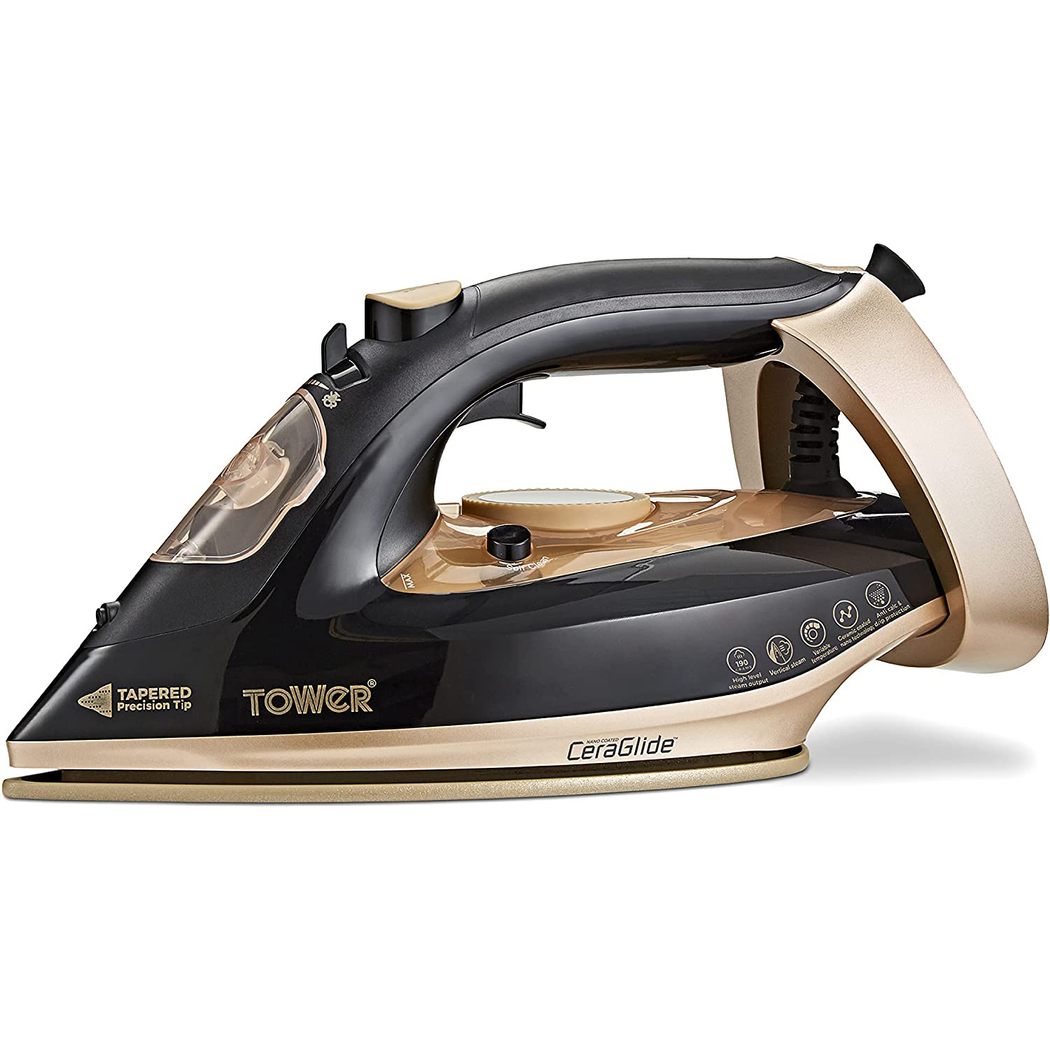 Image of Tower Ceraglide T22018GLD Steam Iron - Black and Gold