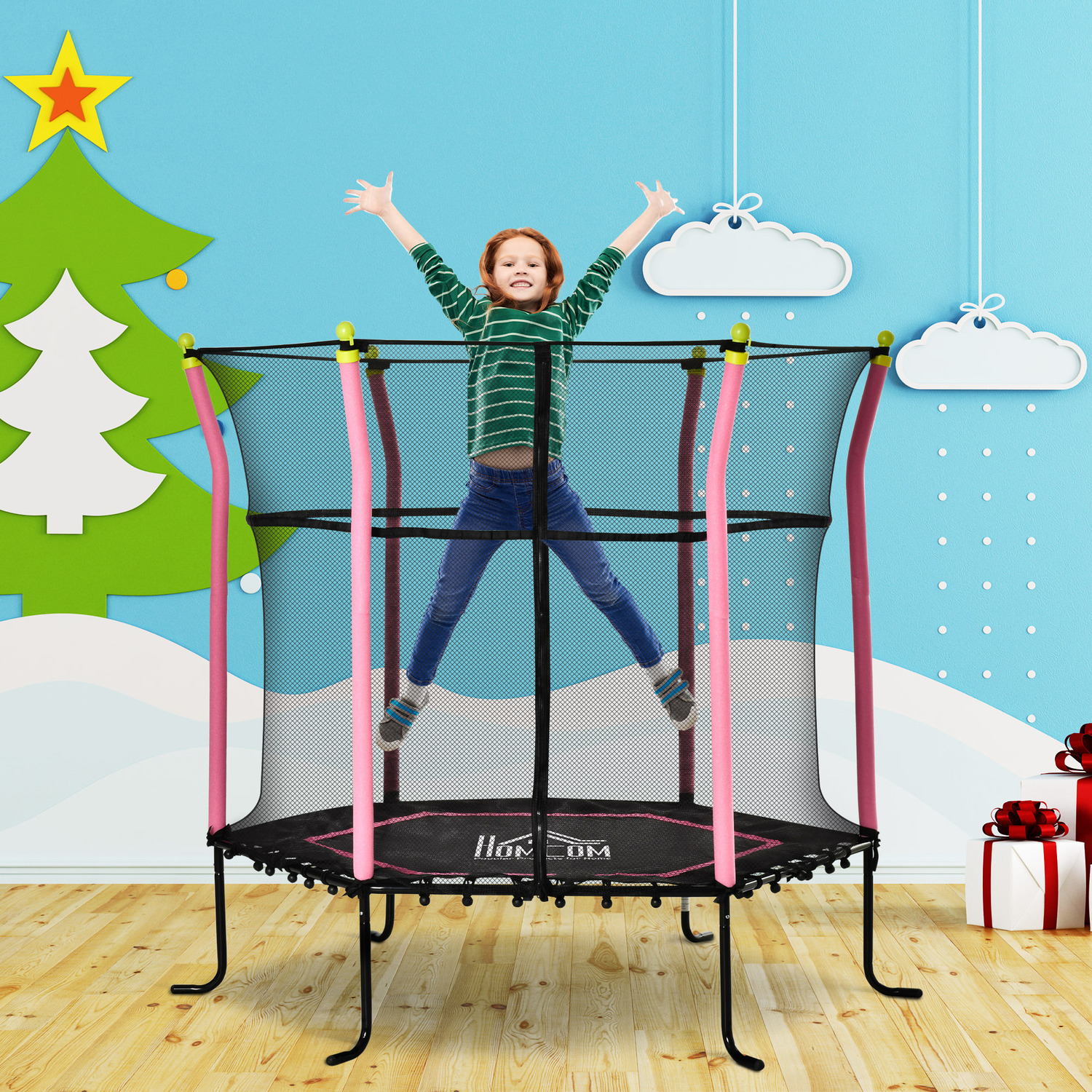 Image of 5.3FT Kids Trampoline Mini Indoor Outdoor Bouncer Jumper - Pink