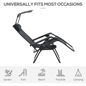 Black Outsunny Zero Gravity Garden Deck Folding Chair shot 1360360