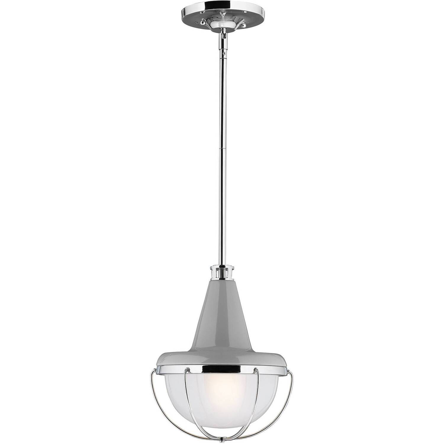 Elstead Livingstone 1 Light Ceiling Mini Pendant Polished Nickel, Grey, E27 - Polished Nickel