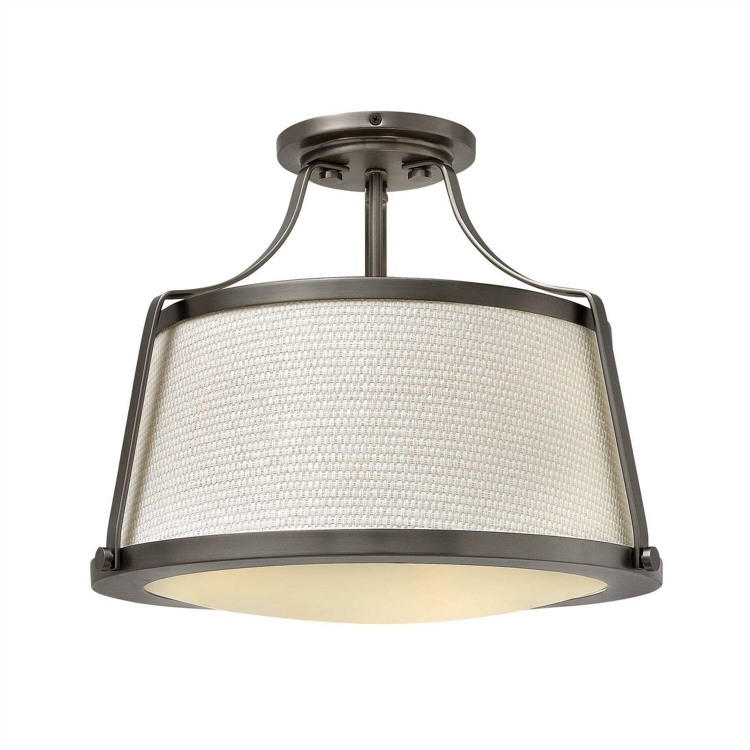 Charlotte 3 Light Semi Flush Ceiling Light Antique Nickel, E27 - Antique Nickel