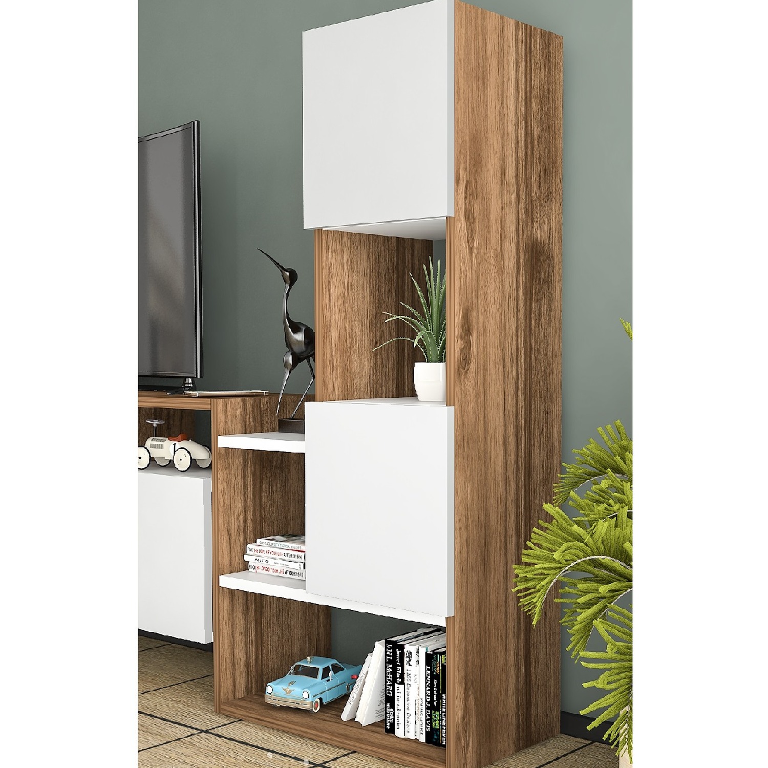 Tv Stand And Media Console Dapne - White - Walnut