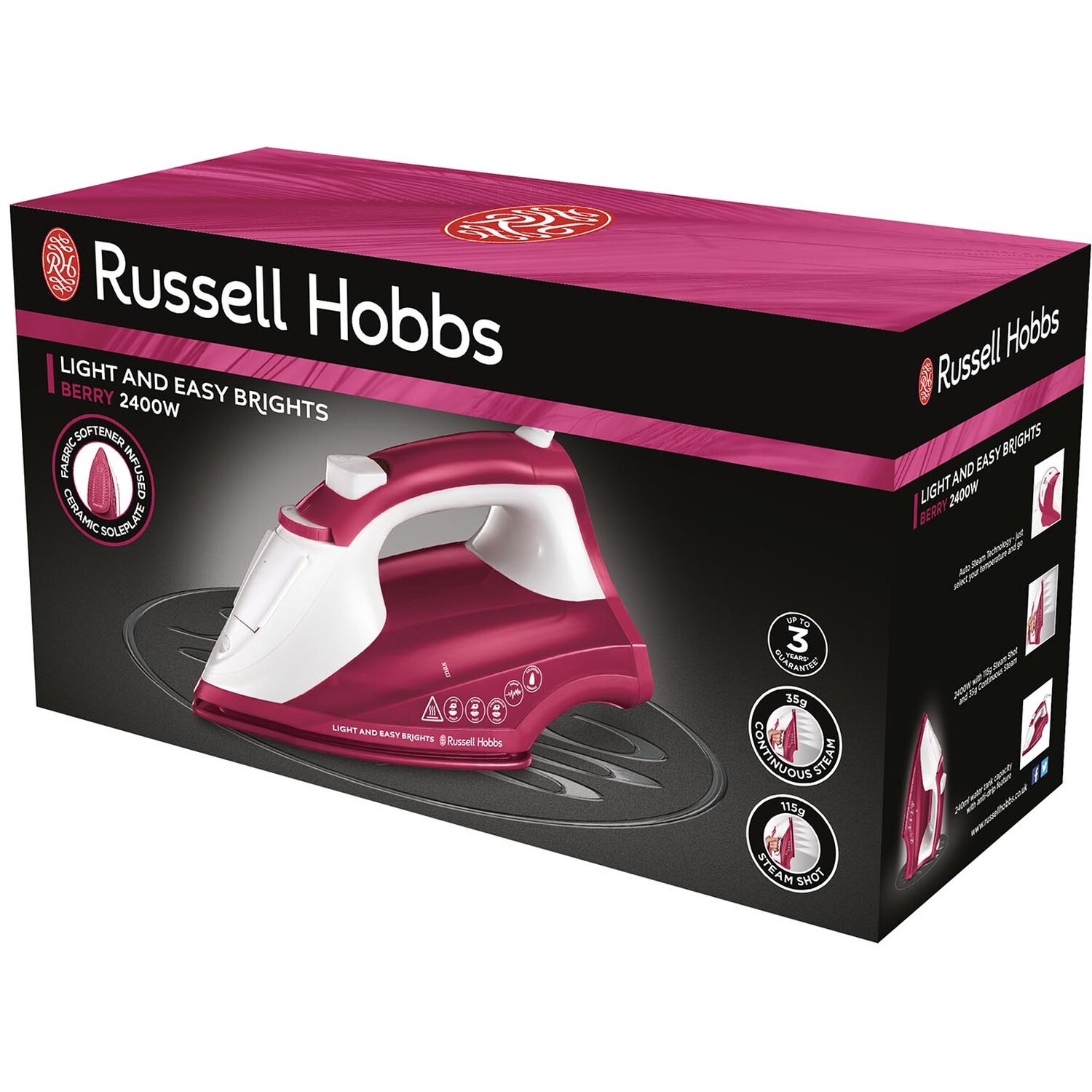 Image of Russell Hobbs Light and Easy Brights Iron - Berry