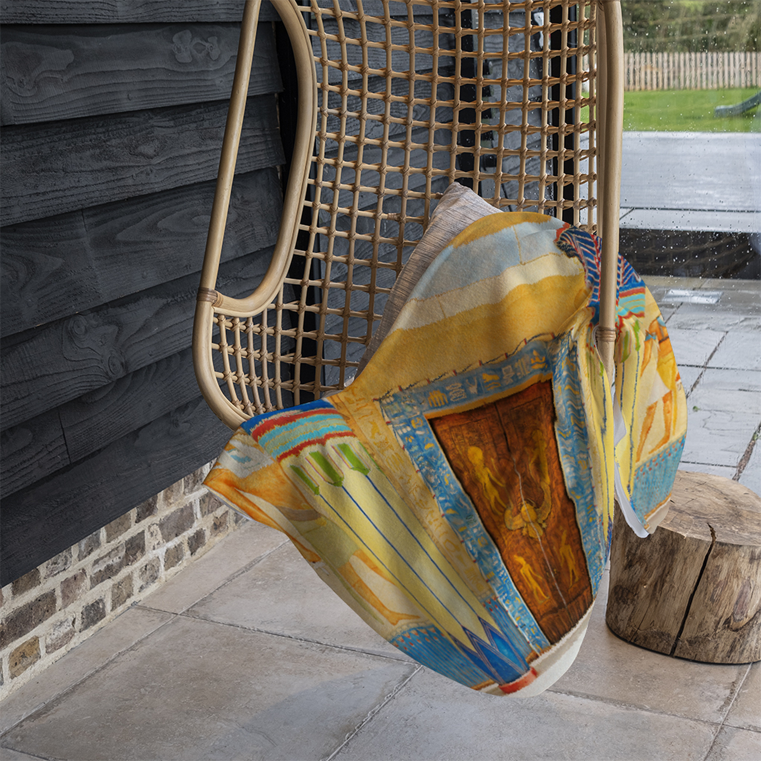 Ancient Egyptian Writing Blanket - Yellow