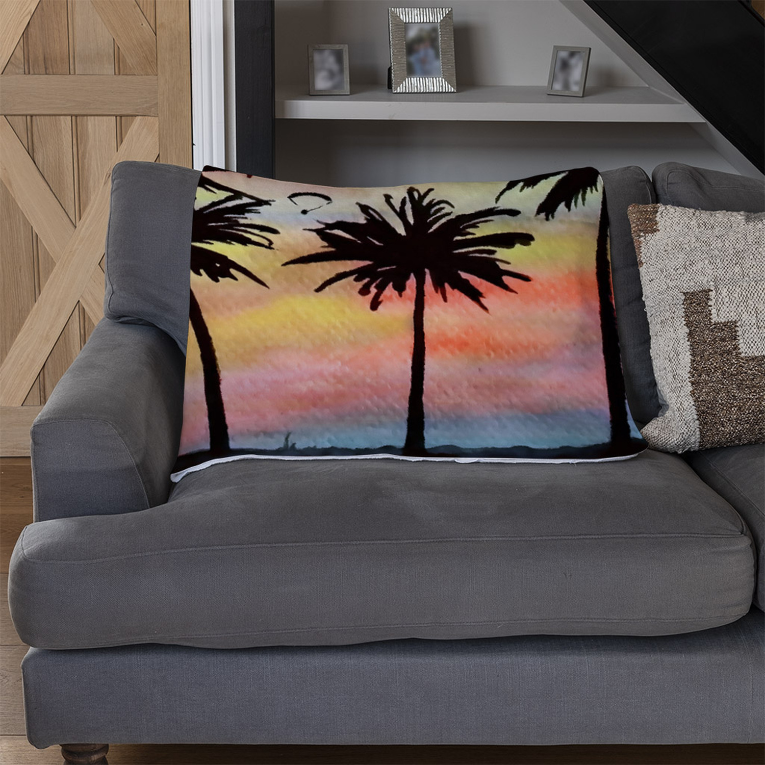 Palm Tree Sunset Rug Palm Trees At Sunset Blanket