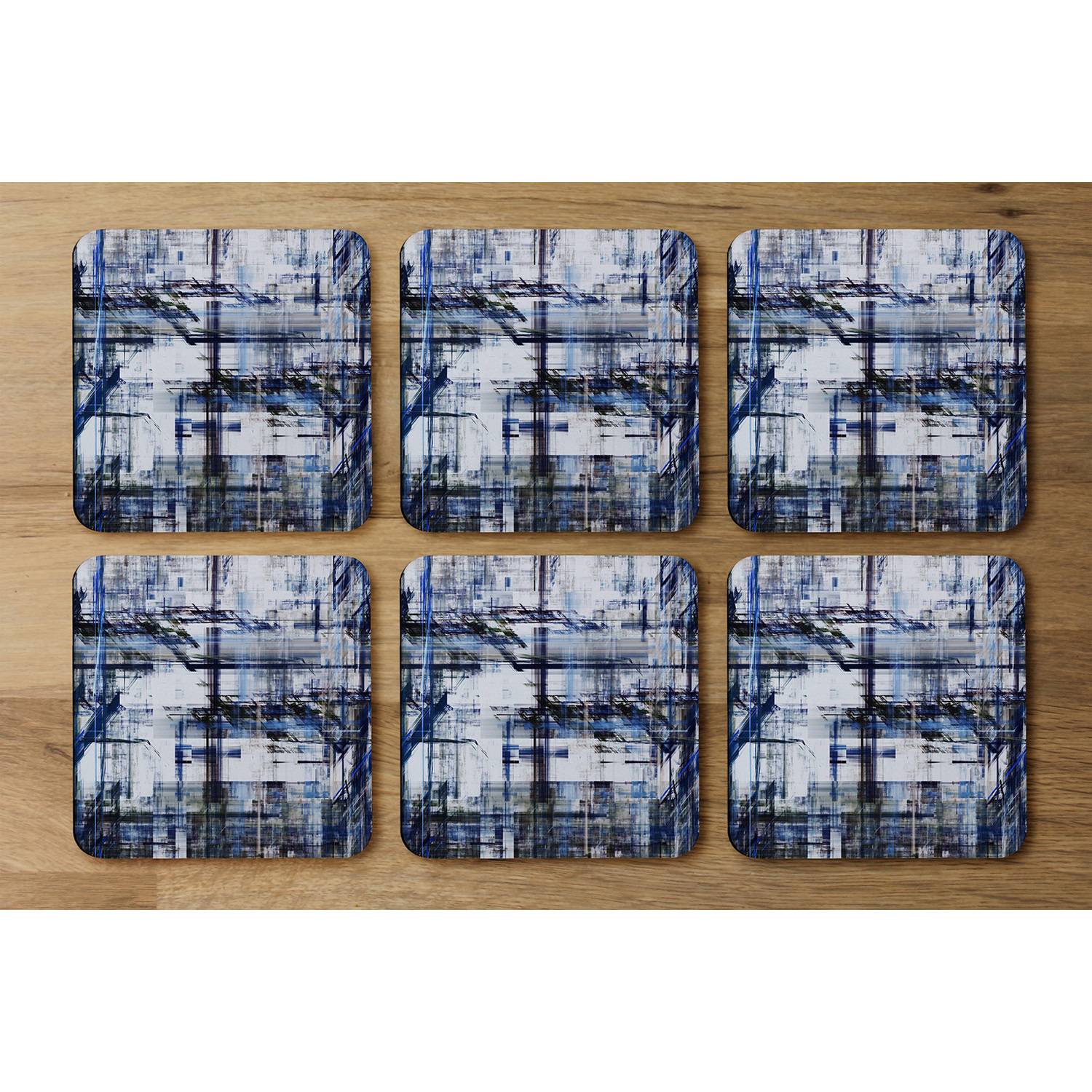 Blue Grunge Pattern Coaster - Blue