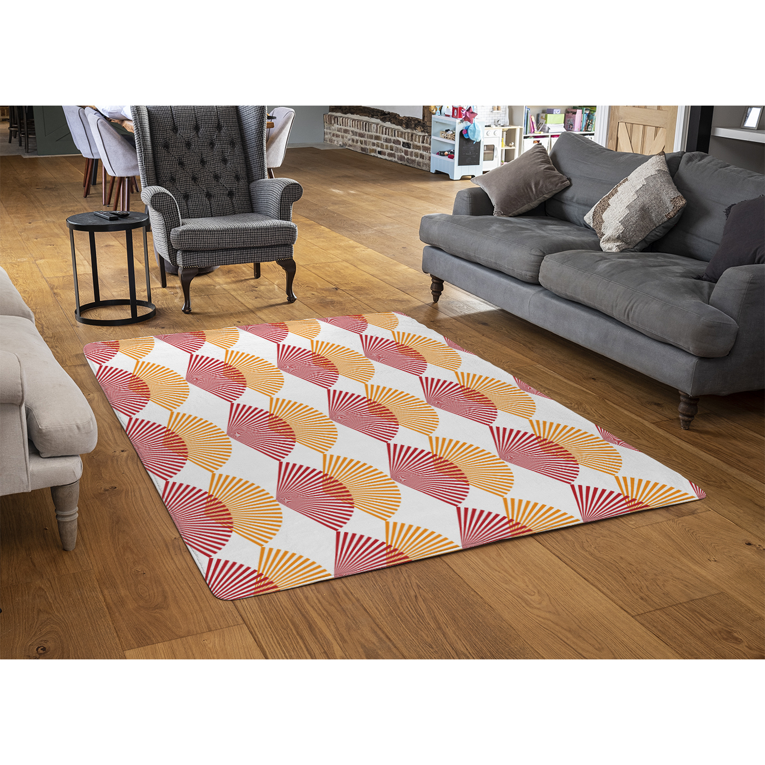 Geometric Sea Shells Rug - Orange / 150cm thumbnail