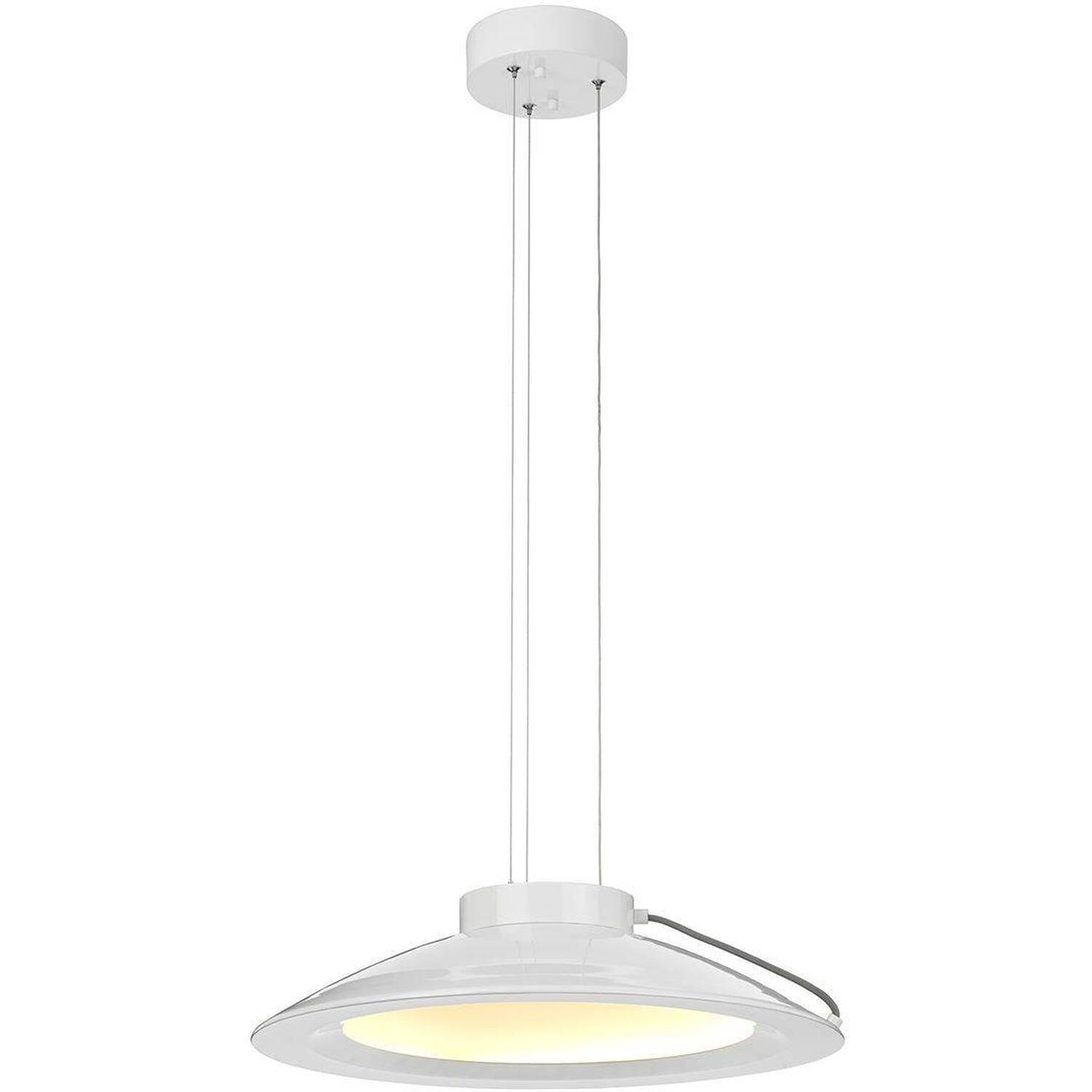 Europa LED 1 Light Medium Dome Ceiling Pendant White Painted Finish - White / 49.8cm