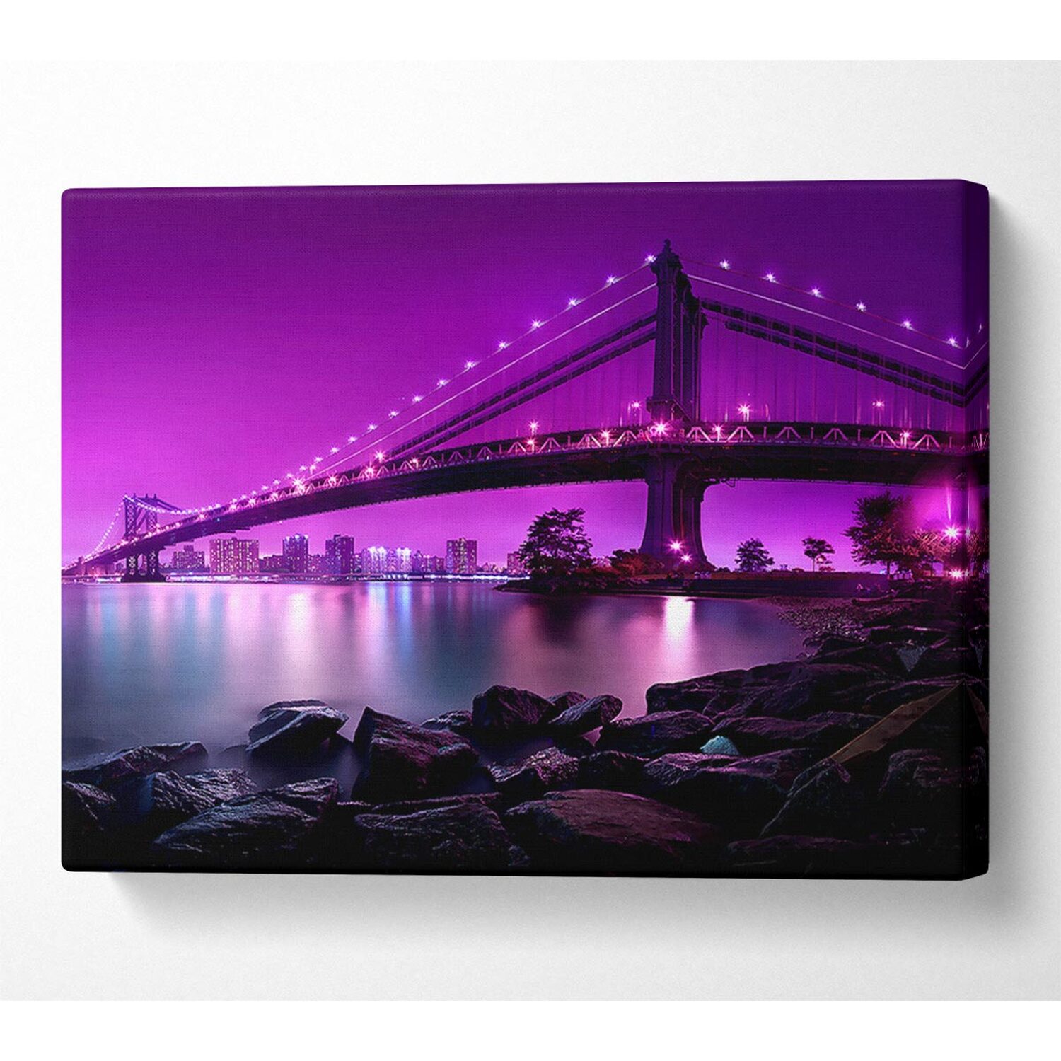 Wallart-Direct - Manhattan Bridge New York City Canvas Print Wall Art - Yellow / 101.6cm thumbnail