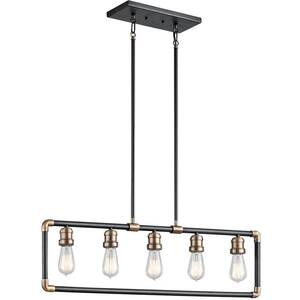 Imahn 5 Light Ceiling Chandelier Pendant Bar Light Black, Natural Brass, E27