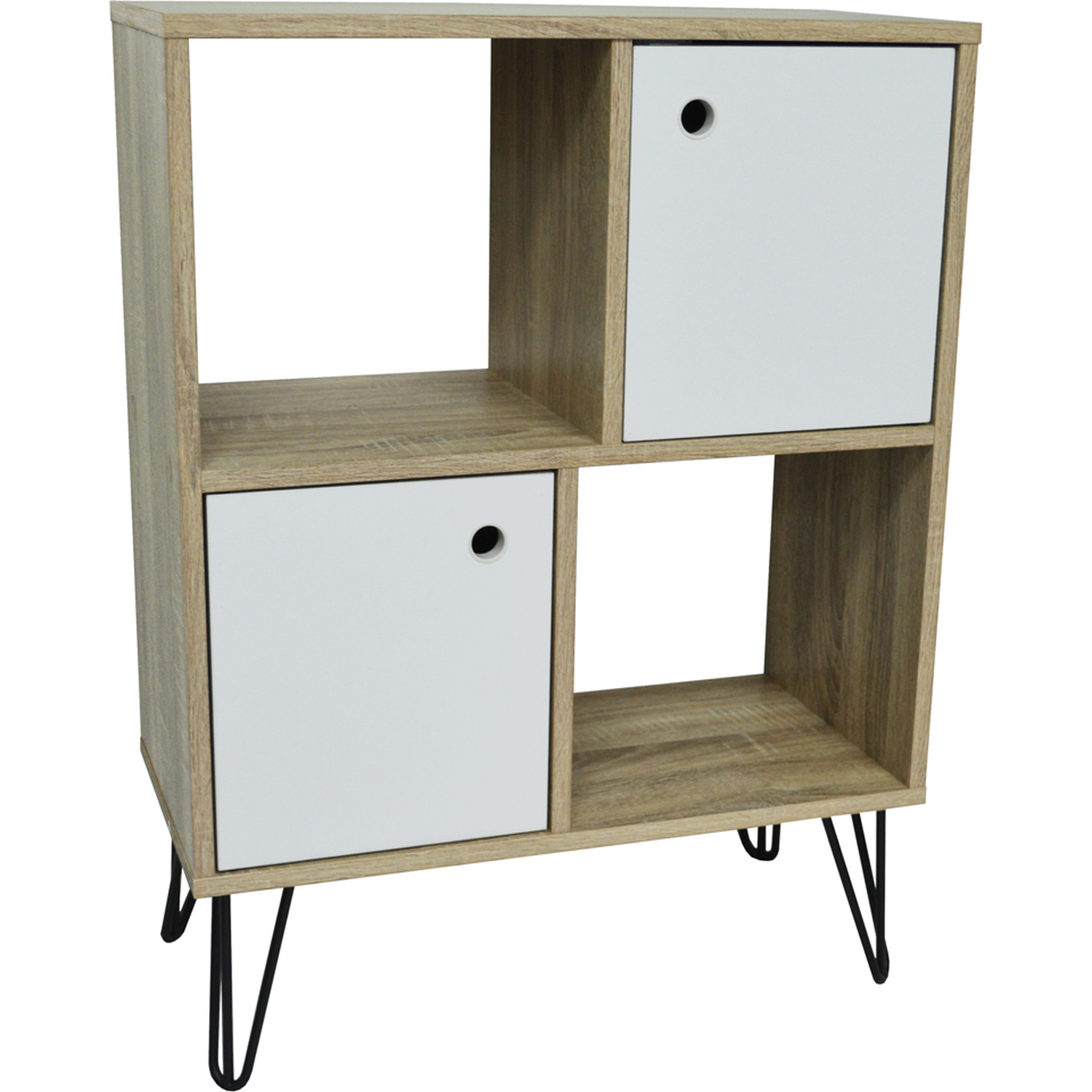 WATSONS - Open Sideboard Shelving with Cupboards - White  Oak - Light Oak / White thumbnail