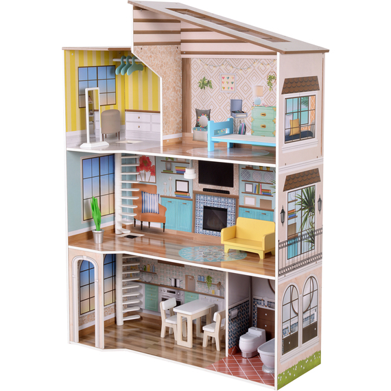 Olivia's Little World Mediterranean 3-Story Wooden Dollhouse for 12