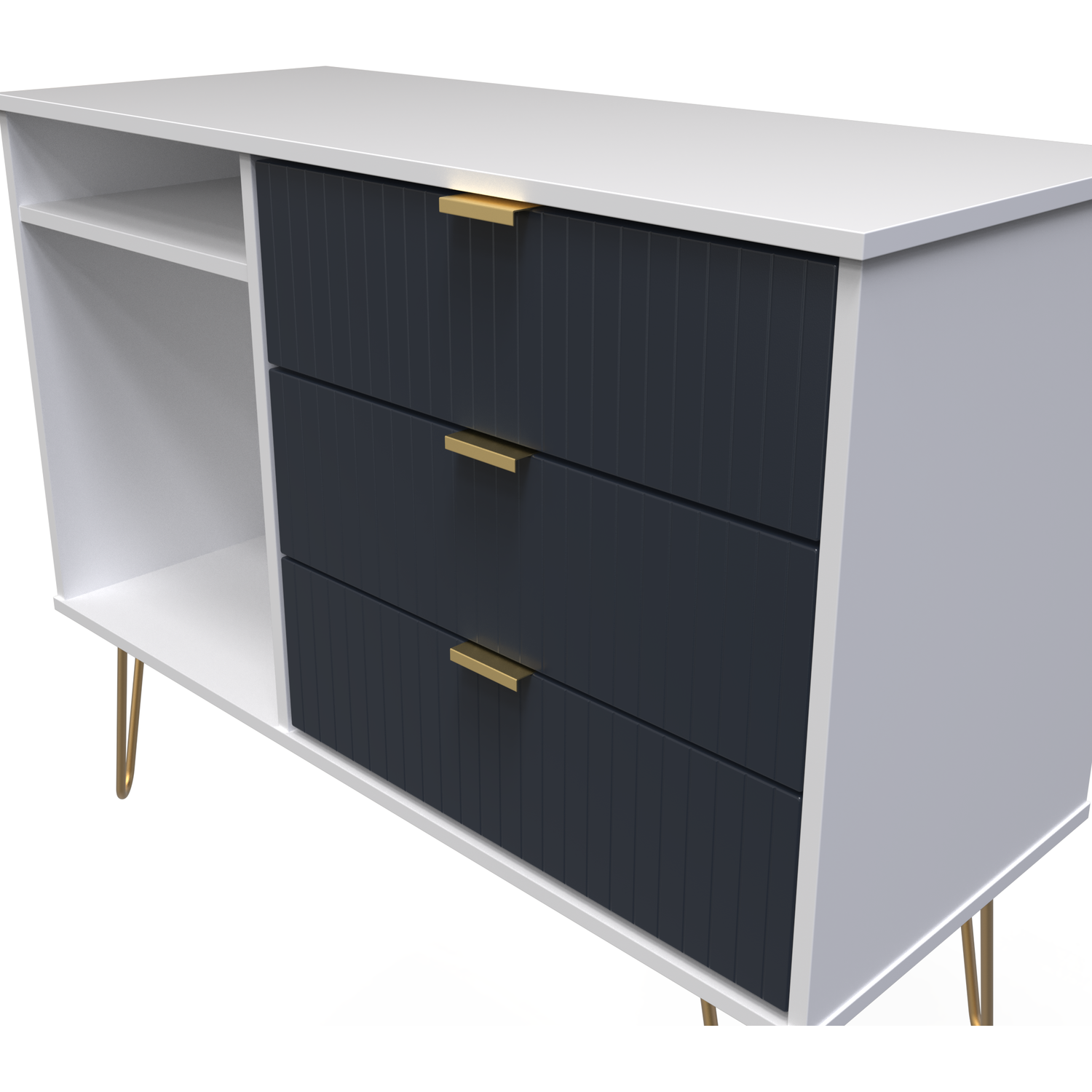 Linear 3 Drawer Tv Unit - Indigo Matt White