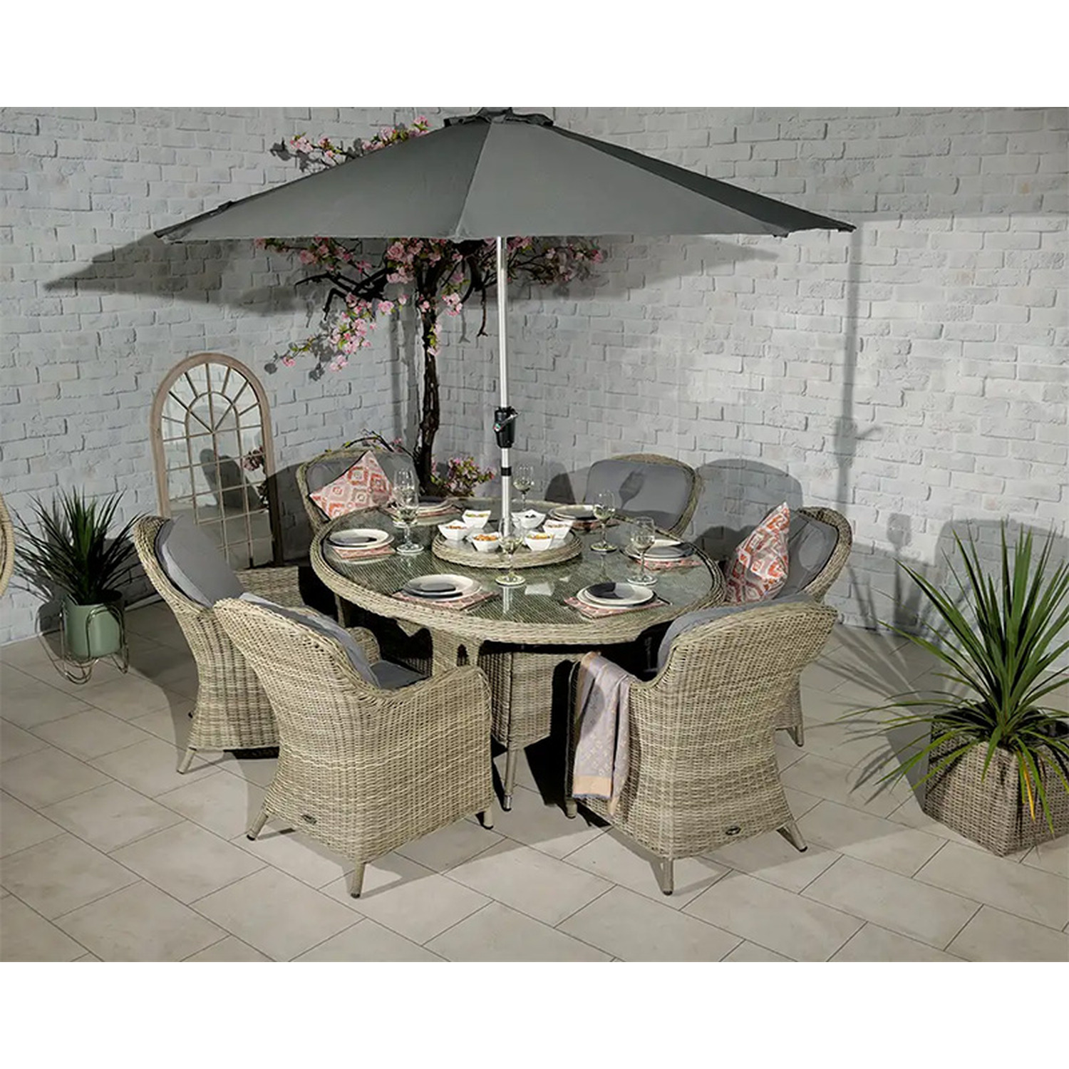Wentworth 6 Seater Ellipse Imperial Dining Set - Neutral