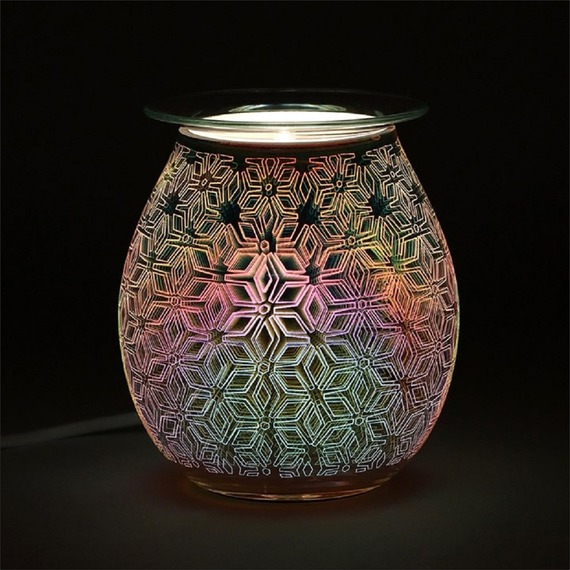 3D Geometric Flower Electric Oil Burner Light Up, Scent and Style