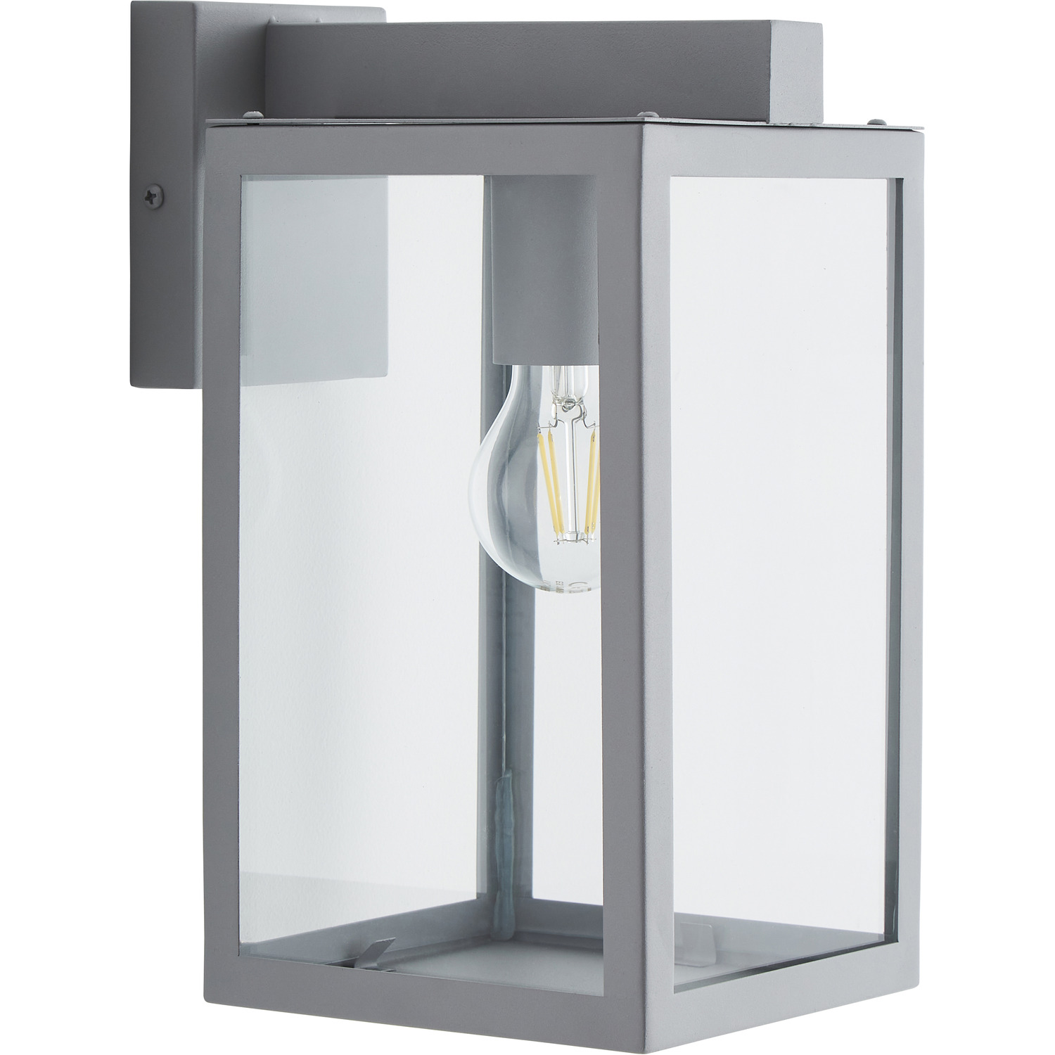 CGC ARCHIE Silver Outdoor Wall Light Box Lantern Opal Glass LED