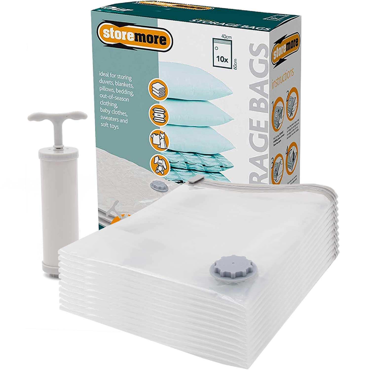 Image of Vacuum Bag Set 10pcs with Pump - Clear