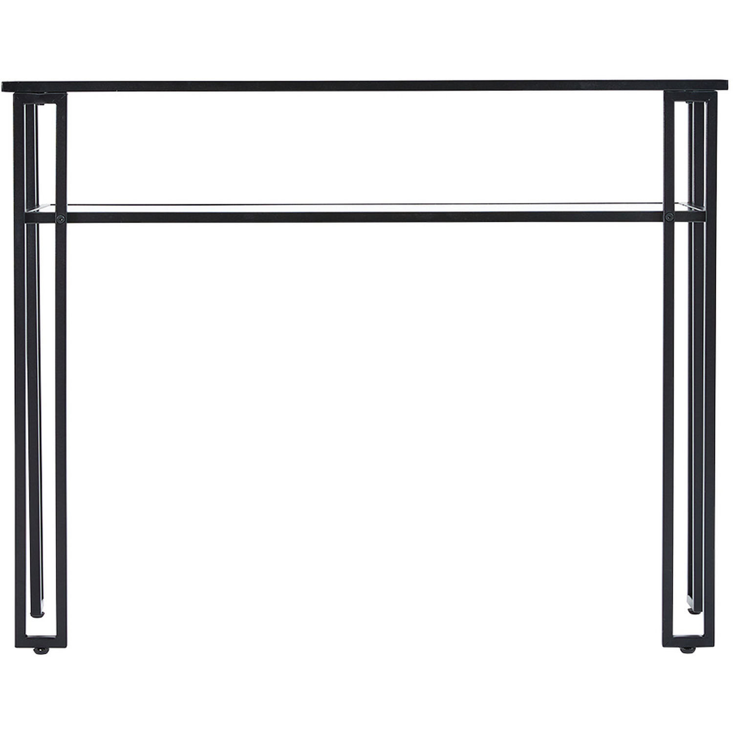 Modern Curved Console Glass Table - Black 100cm 80cm