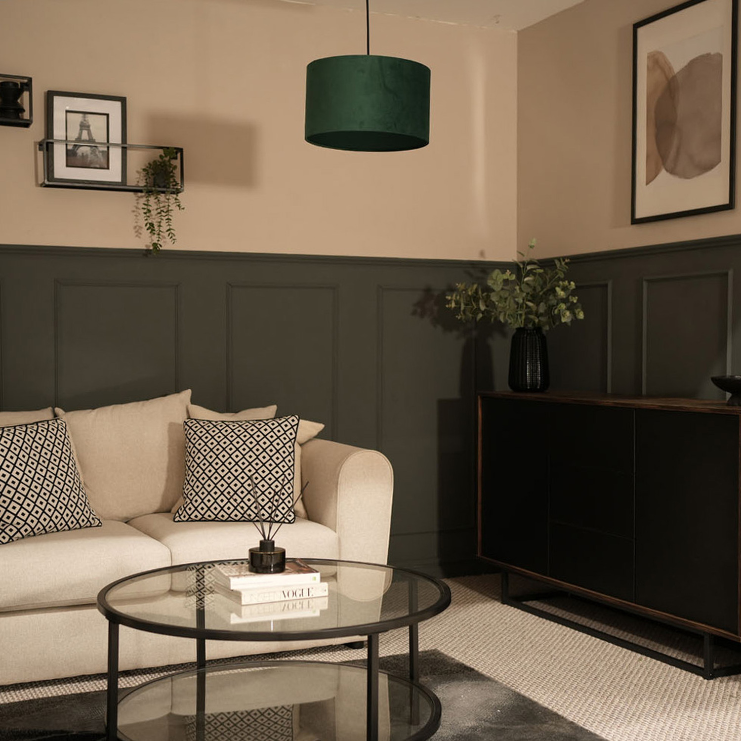 Image of Reni Medium Velvet Drum Pendant Shade&hellip;