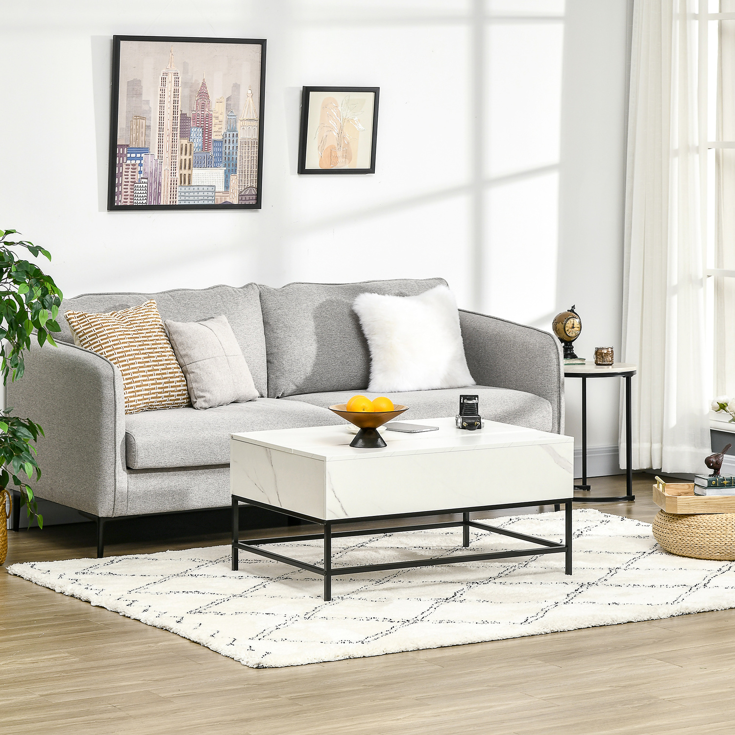 Homcom Lifting Coffee Table - White