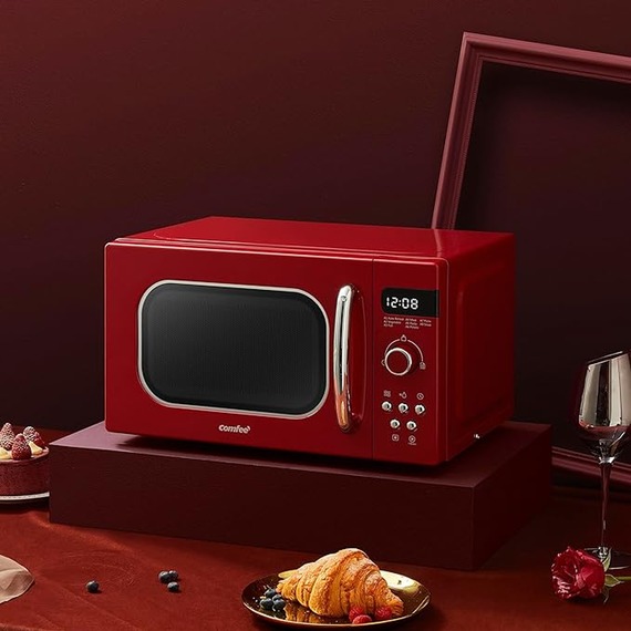 800W 20L Retro Microwave Oven with LED Display