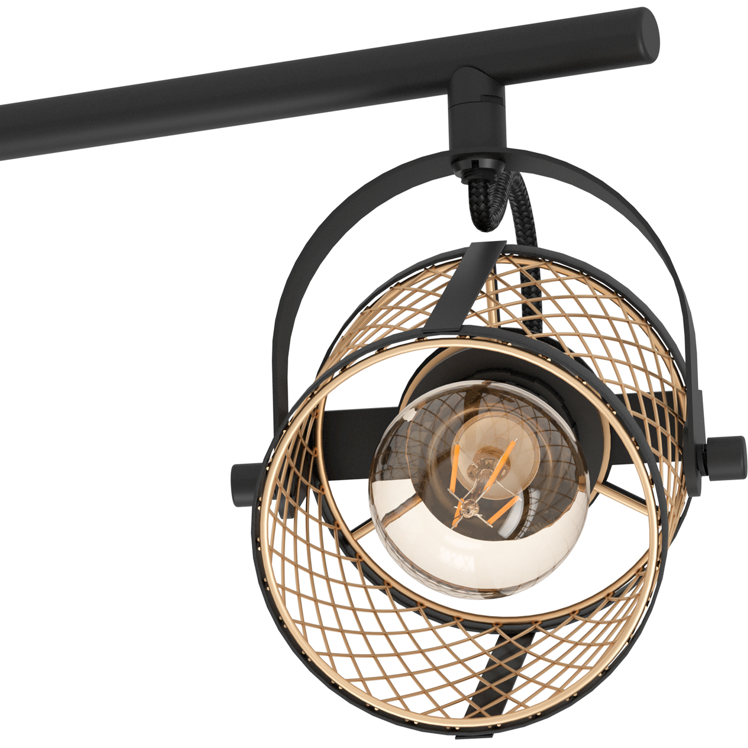 Eglo Dellow 3 Black Steel Lattice Style Adjustable Spotlight - Black