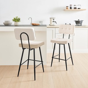 2 x Braxton Bar Chair Boucle Black Legs
